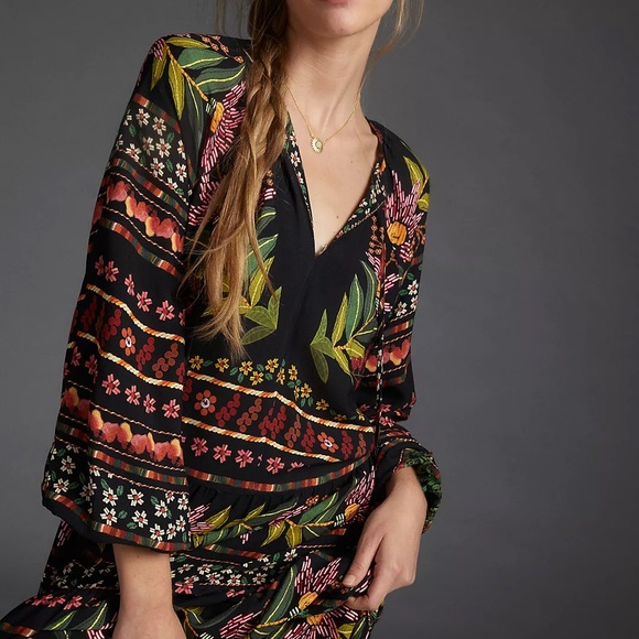 ANTHROPOLOGIE FARM RIO GLYNN FLORAL MAXI DRESS M - Picture 8 of 8